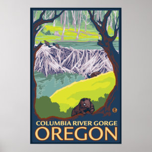 Beaver Family - Columbia River Gorge, Oregon Poster