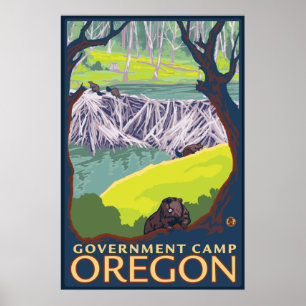 Beaver Family - Government Camp, Oregon Poster
