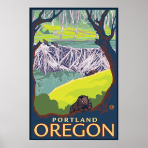 Beaver Family - Portland, Oregon Poster
