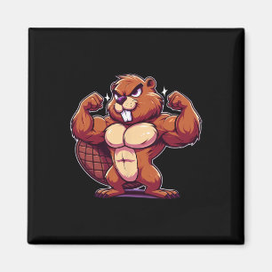 Beaver Flexing Muscles Fan Lover Bodybuilding Gym Magnet