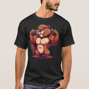 Beaver Flexing Muscles Fan Lover Bodybuilding Gym T-Shirt