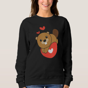 Beaver For Valentine s Day Cute Animals With Heart Sweatshirt