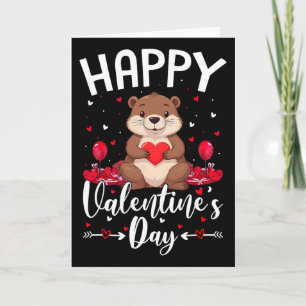 Beaver Happy Valentines Day Love Hearts Beaver Val Card