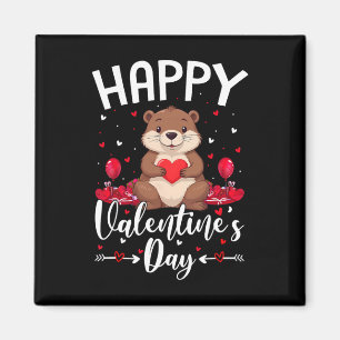 Beaver Happy Valentines Day Love Hearts Beaver Val Magnet