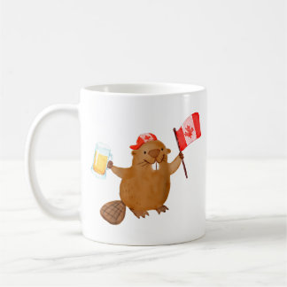 Beaver Holding Canada Flag Beer Raglan Baseball Coffee Mug