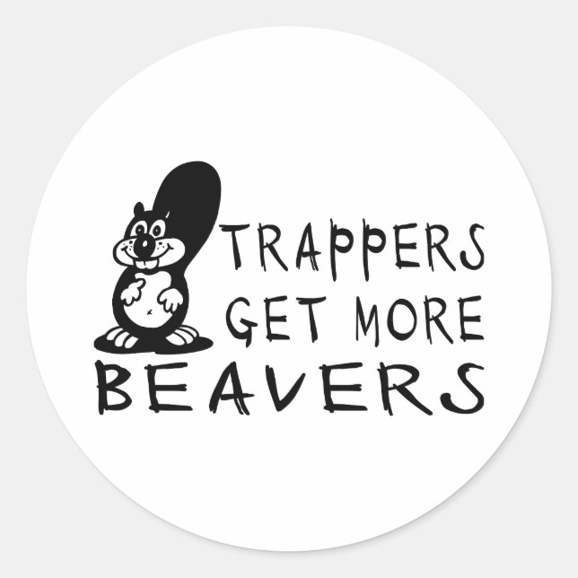 BEAVER HUNTING CLASSIC ROUND STICKER (Front)