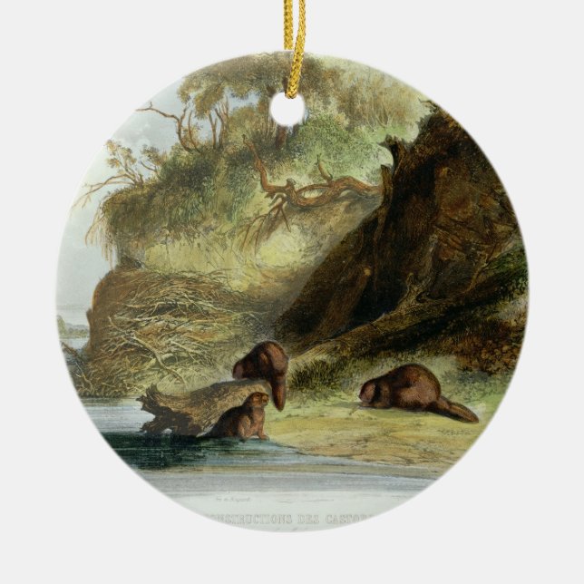 Beaver Hut on the Missouri, plate 17 from volume 1 Ceramic Ornament (Front)