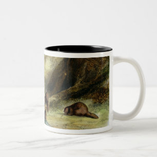 Beaver Hut on the Missouri, plate 17 from volume 1 Two-Tone Coffee Mug