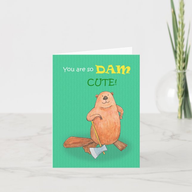 Beaver I love you Funny anniversary Valentines day Card (Front)
