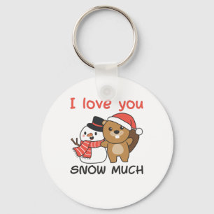 Beaver I Love You Snow Much Snowman Pun Key Ring