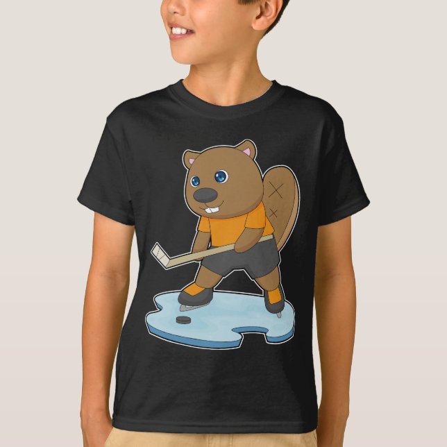 Beaver Ice hockey Ice hockey stick T-Shirt (Front)