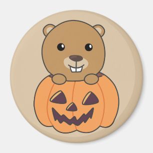 Beaver In Pumpkin Sweet Beaver Happy Halloween Mag Magnet