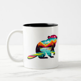 Beaver in the Wild Two-Tone Coffee Mug