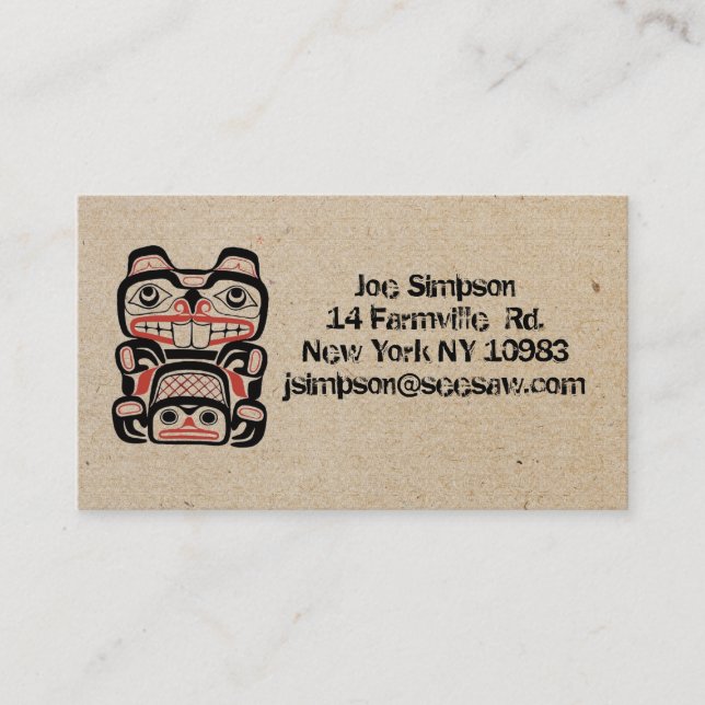 beaver ink wood block stamped business cards (Front)