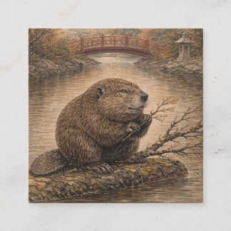 Beaver Japanese Landscape Card