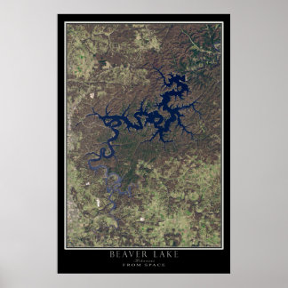Beaver Lake Arkansas Satellite Poster Map