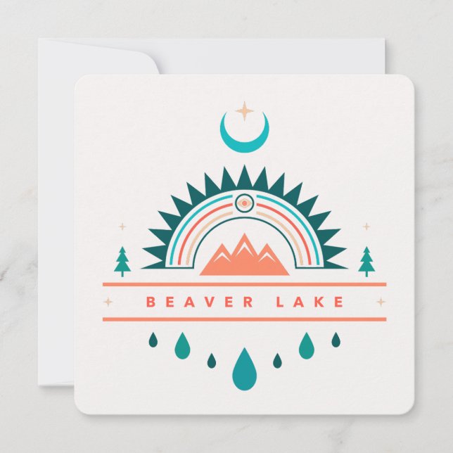 beaver lake boho rainbow moon invitation (Front)