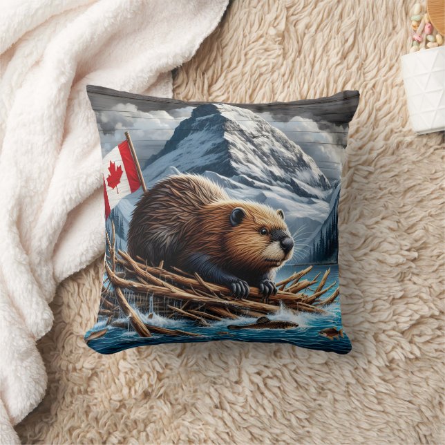 Beaver Lodge by Snowy Mountains Cushion (Blanket)