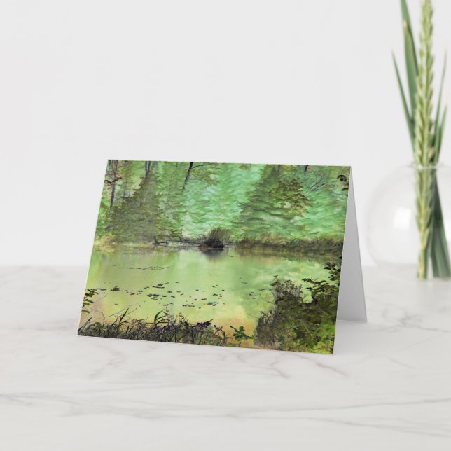 Beaver Lodge II: Digitally Transformed Forest Pond Card (Front)