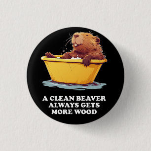 Beaver Lover Bath 3 Cm Round Badge