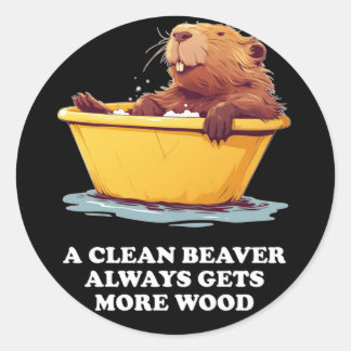 Beaver Lover Bath Classic Round Sticker