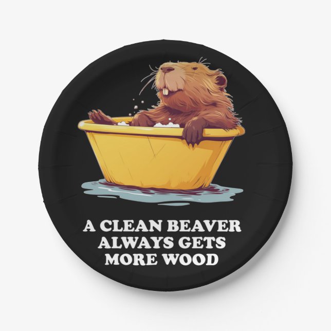Beaver Lover Bath Paper Plate (Front)