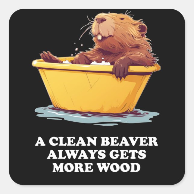 Beaver Lover Bath Square Sticker (Front)
