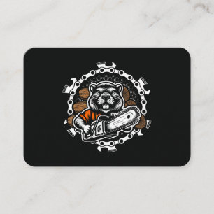 Beaver Lumberjack Forest Worker Chainsaw Wood Business Card