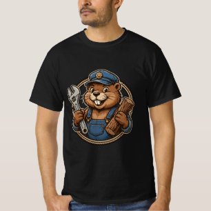Beaver Mechanic - Builder Garage Wrench Wood Tee