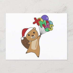 Beaver Merry Christmas Winter Animals Beaver Postcard
