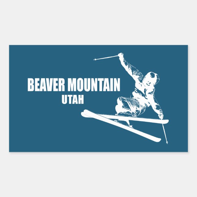 Beaver Mountain Resort Utah Skier Rectangular Sticker (Front)