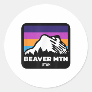Beaver Mountain Utah Skiing Snowboarding Family Sk Classic Round Sticker