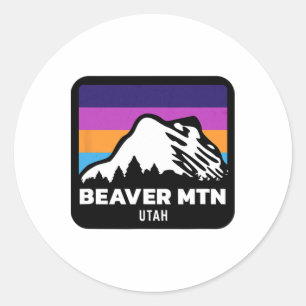 Beaver Mountain Utah Skiing Snowboarding Family Sk Classic Round Sticker