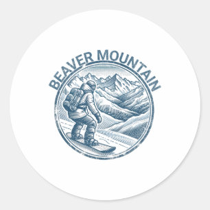 Beaver Mountain Utah Snowboarding Snowboarder Classic Round Sticker