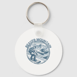 Beaver Mountain Utah Snowboarding Snowboarder Key Ring