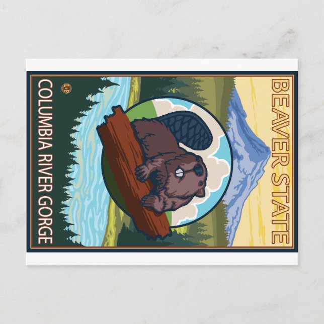 Beaver & Mt. Hood - Columbia River Gorge, OR Postcard (Front)