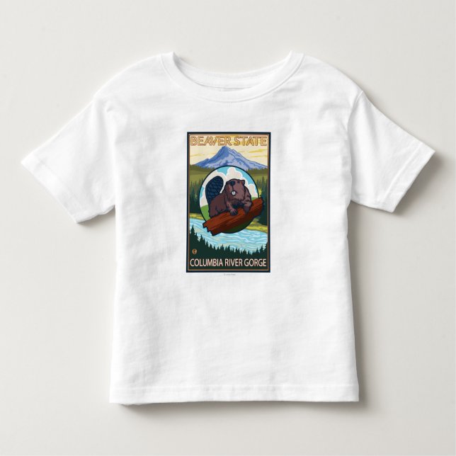 Beaver & Mt. Hood - Columbia River Gorge, OR Toddler T-Shirt (Front)