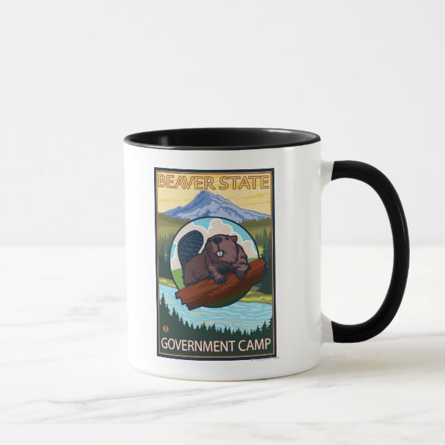 Beaver & Mt. Hood - Government Camp, Oregon Mug (Right)