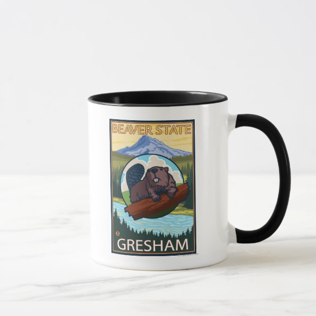 Beaver & Mt. Hood - Gresham, Oregon Mug (Right)