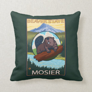 Beaver & Mt. Hood - Mosier, Oregon Cushion