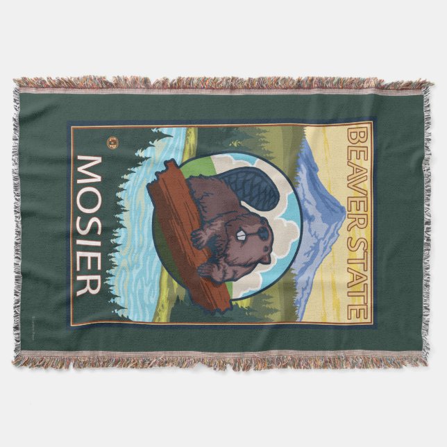 Beaver & Mt. Hood - Mosier, Oregon Throw Blanket (Front)