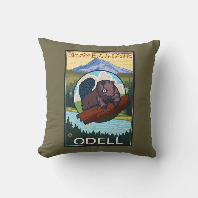 Beaver & Mt. Hood - Odell, Oregon Cushion (Front)