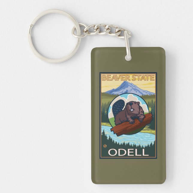 Beaver & Mt. Hood - Odell, Oregon Key Ring (Front)