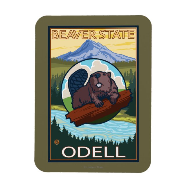 Beaver & Mt. Hood - Odell, Oregon Magnet (Vertical)