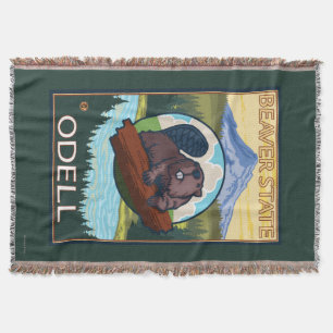 Beaver & Mt. Hood - Odell, Oregon Throw Blanket