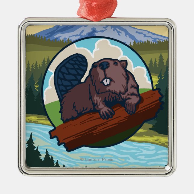 Beaver & Mt. Hood - Troutdale, Oregon Metal Ornament (Front)