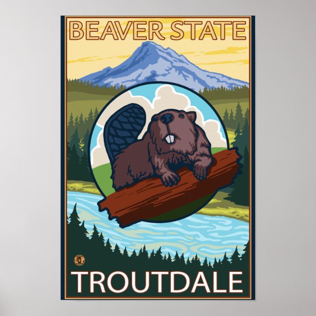 Beaver & Mt. Hood - Troutdale, Oregon Poster (Front)