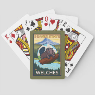 Beaver & Mt. Hood - Welches, Oregon Playing Cards