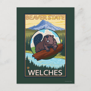 Beaver & Mt. Hood - Welches, Oregon Postcard