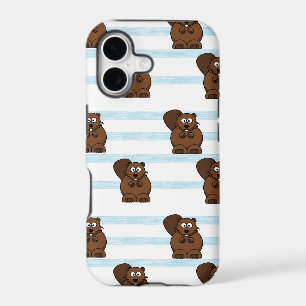 Beaver on blue stripes
